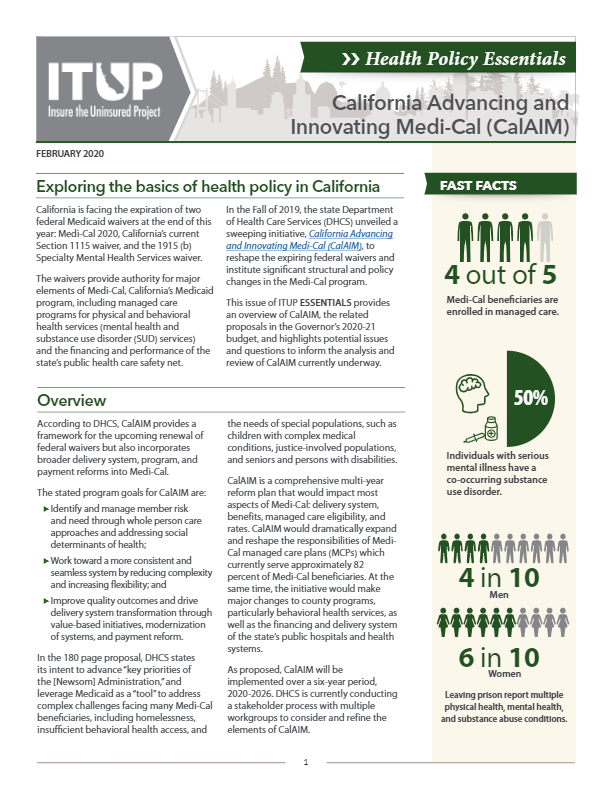 California Advancing And Innovating Medi-Cal (CalAIM) - ITUP